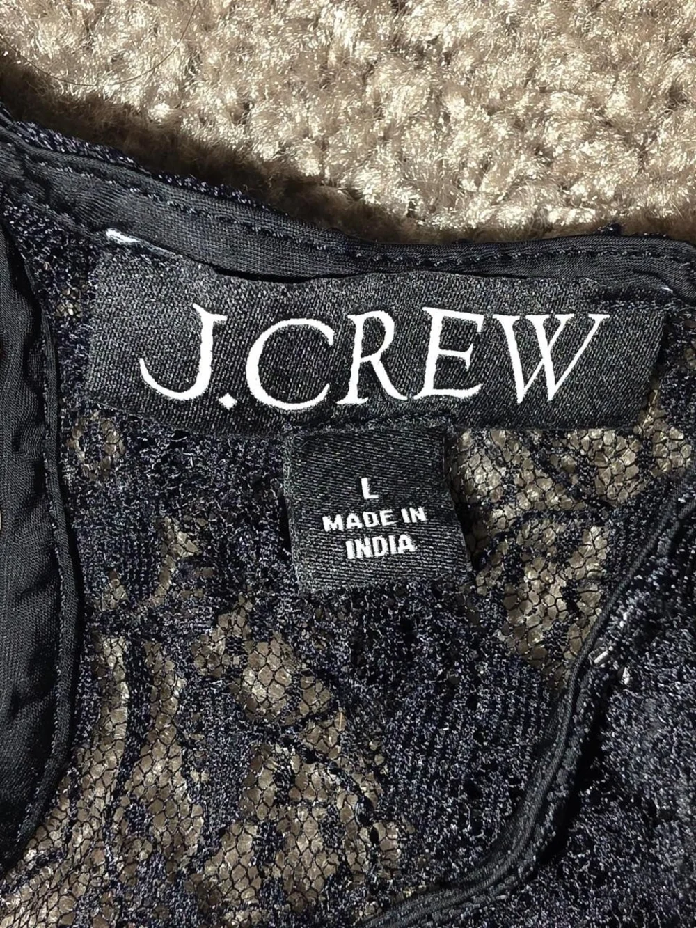 J. Crew Black Lace Cap-Sleeve Blouse